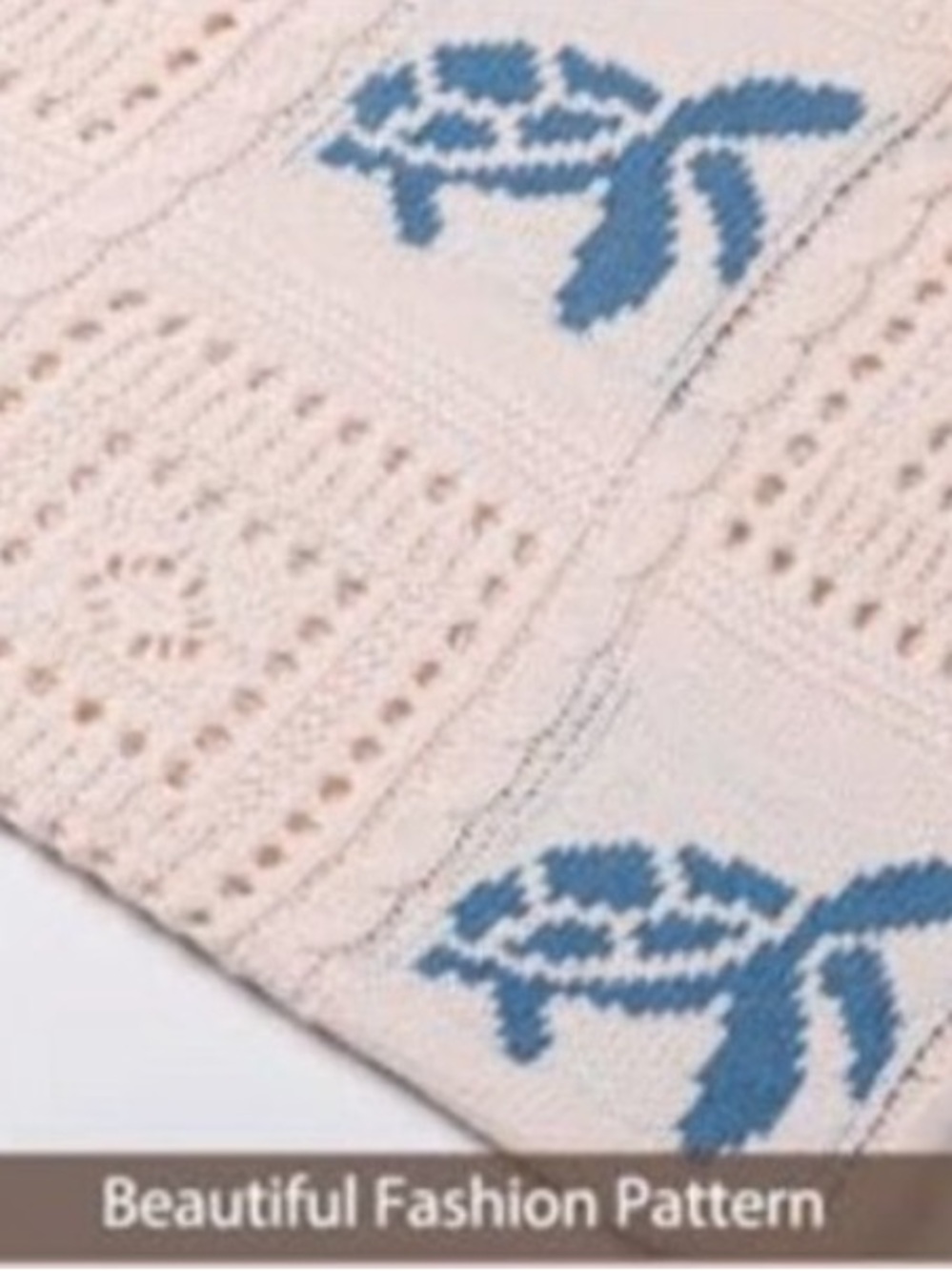 CROCHET TOTE BAG with BLUE TURTLE ACCENTS - Picture 9 of 16
